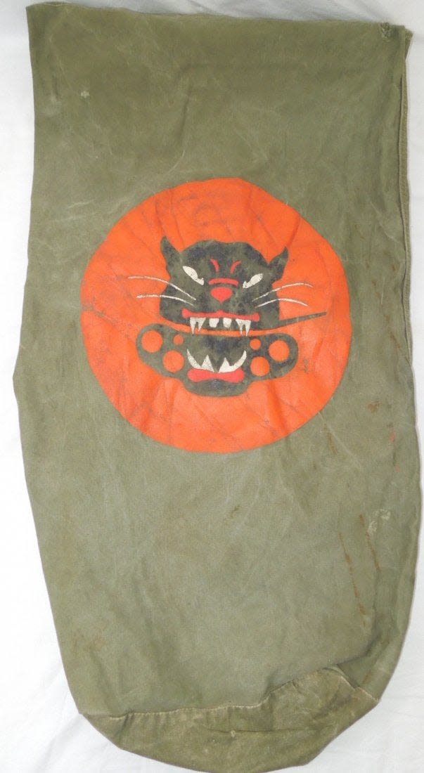 Lot 267A: WWII US Army Tank Destroyer Hand Painted Duffel Bag