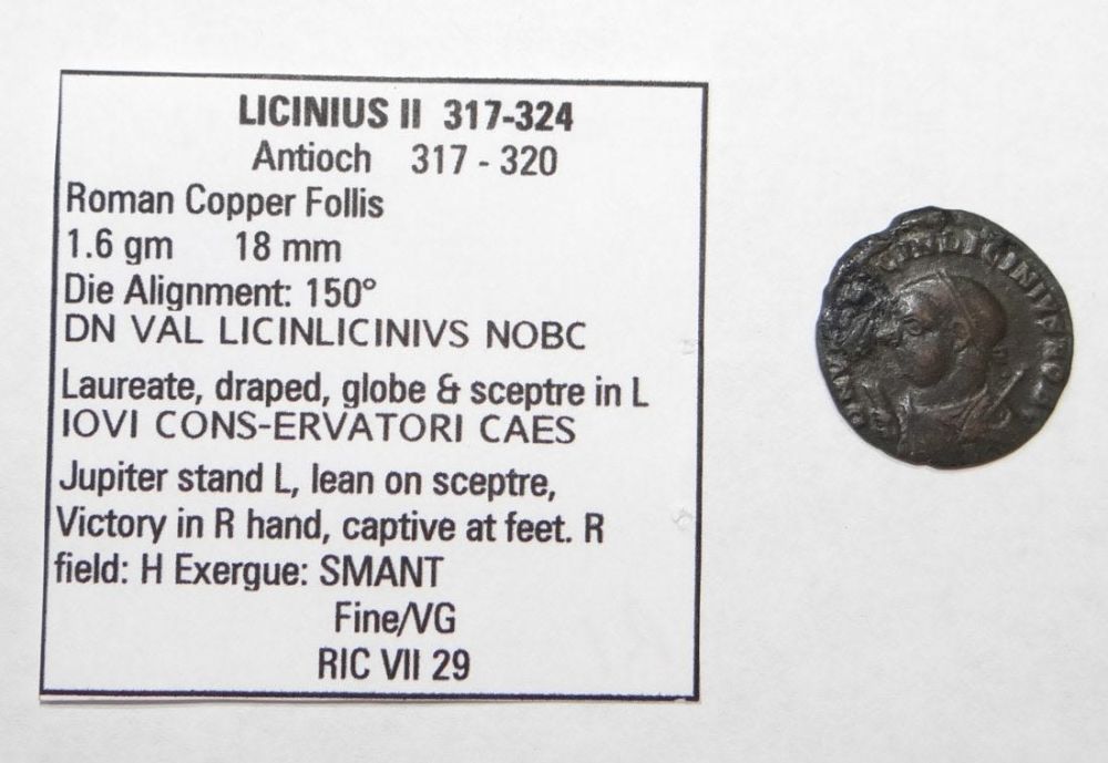 Lot 314: LICINIUS II Antioch IOVI CONS ERVATORI CAES RARE Coin