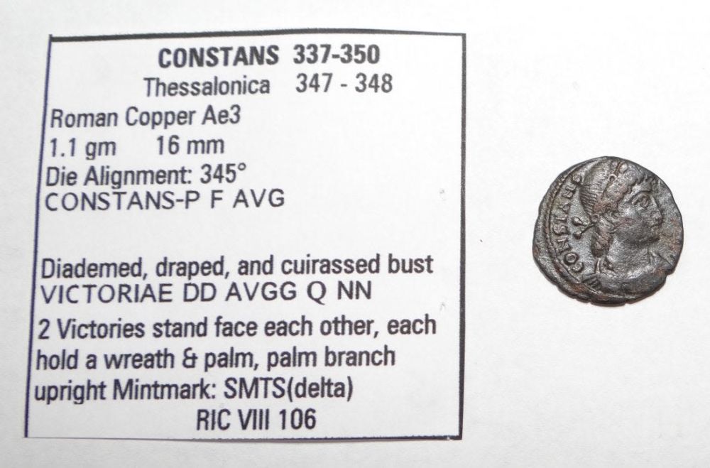 Lot 329: CONSTANS Thessalonica VICTORIAE DD AV SCARCE Roman Coin