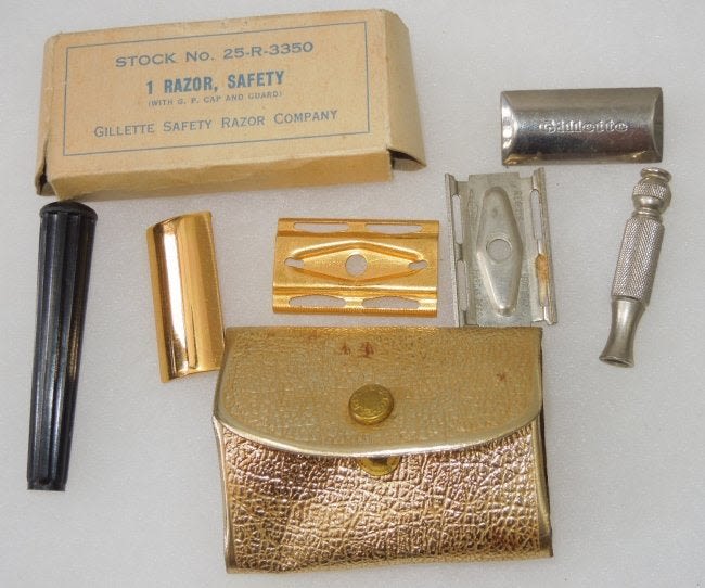 Lot 340: Vintage 1940s Gillette Safety Razors Gold Tone Lot