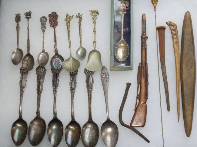 Lot 345: Lot of Vintage Spoons, Letter Openers, Hat Pin