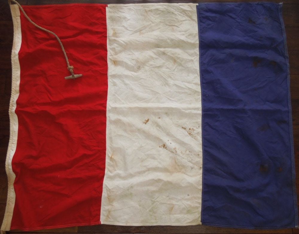 Lot 372: 1950s Era French Merchant Marine Vessel Ship Flag