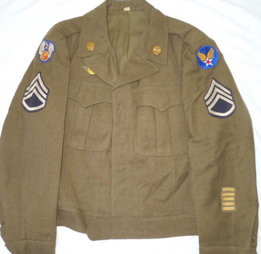 Lot 164: WWII US 9th AAF British Made Patch Ike Jacket