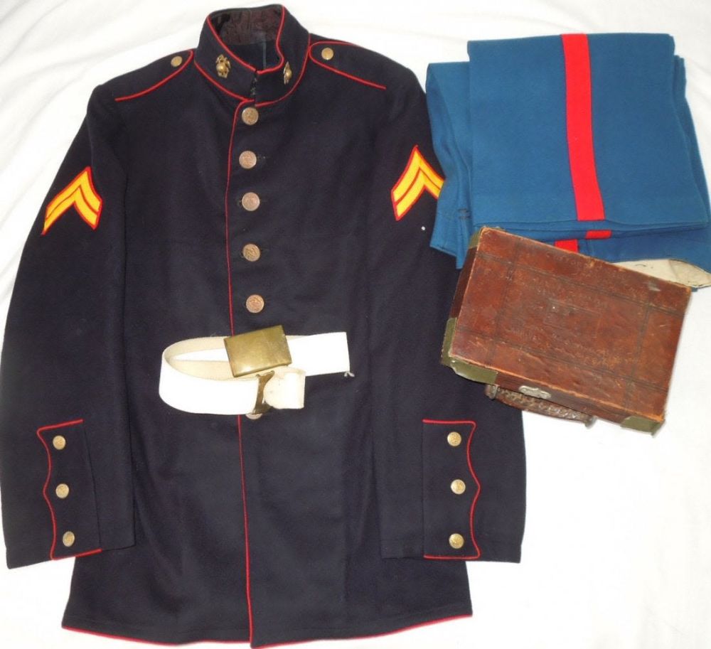 Lot 203: 1930s China Marine Dress Blue USMC Uniform and Box