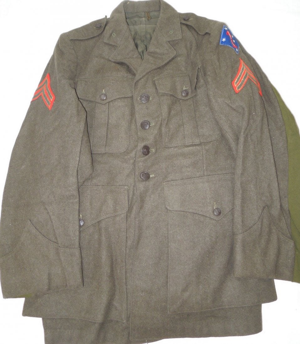 Lot 204: WWII USMC 1st Marine Division Named Uniform Modified