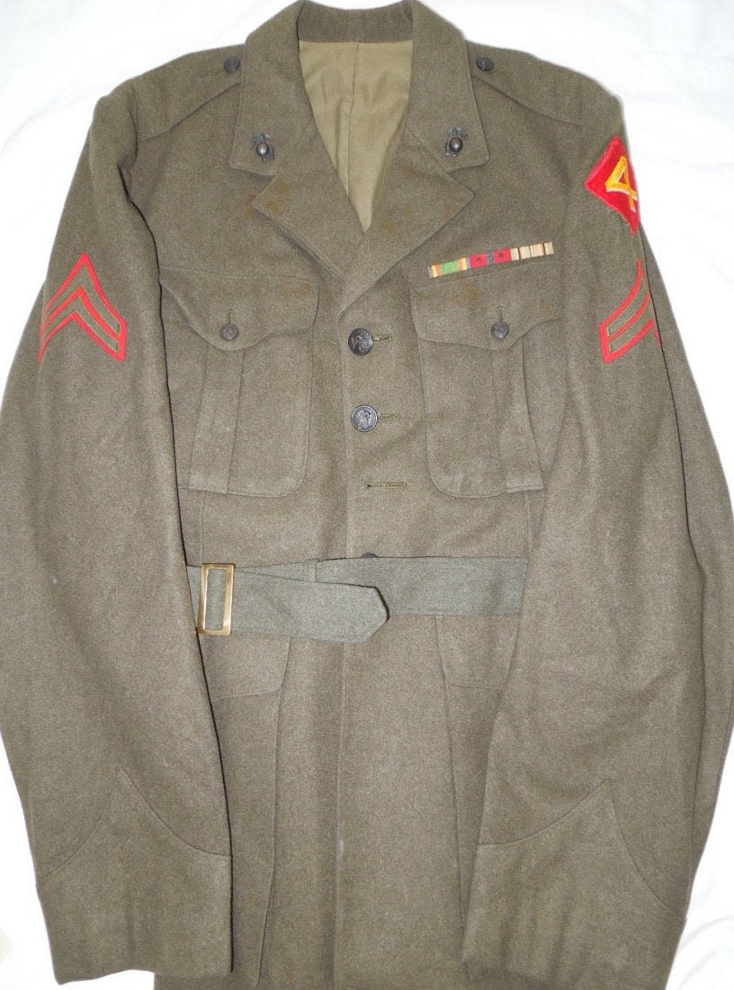 Lot 209: WWII 4th Marine Division Named Uniform Jacket