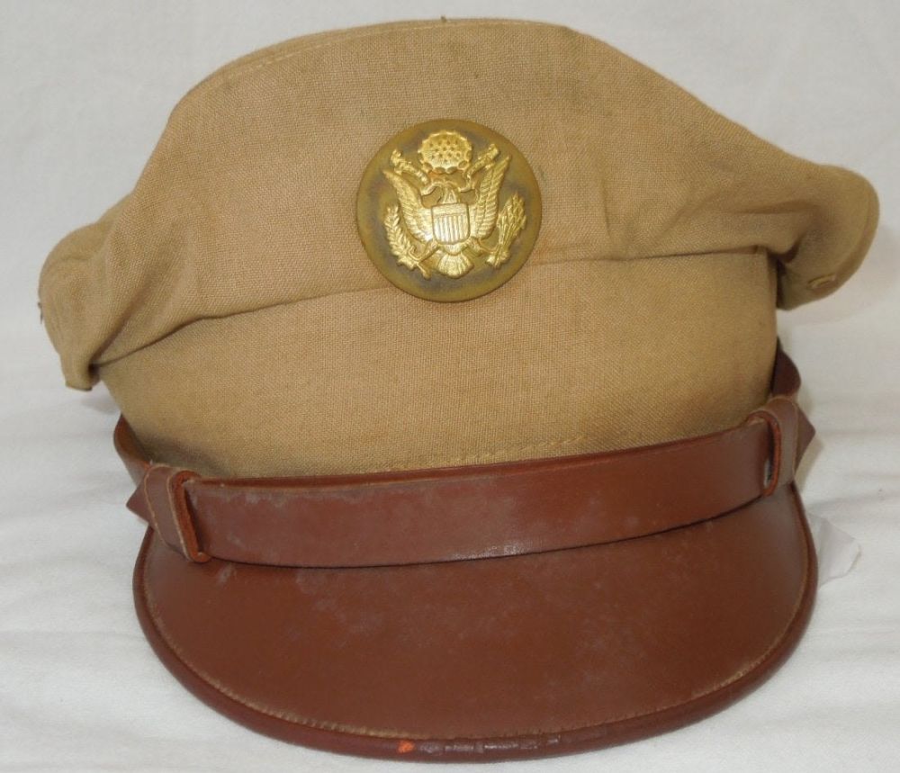 Lot 228: WWII US Army Air Force Khaki Enlisted Crusher Visor Cap