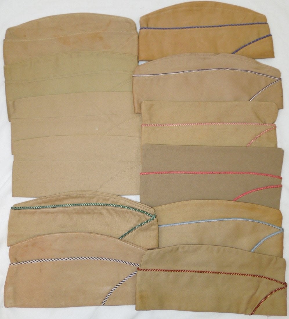 Lot 236: WWII US Army Khaki Garrison Overseas Caps Lot