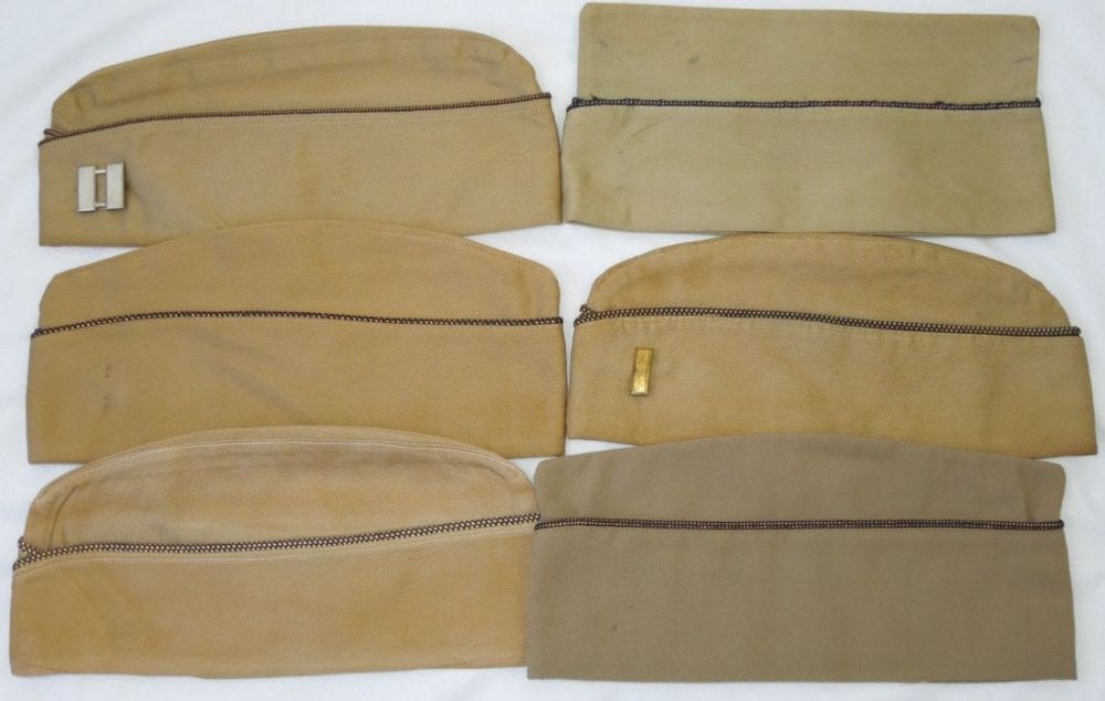 Lot 241: WWII Khaki US Army Officer Garrison Overseas Hats Lot