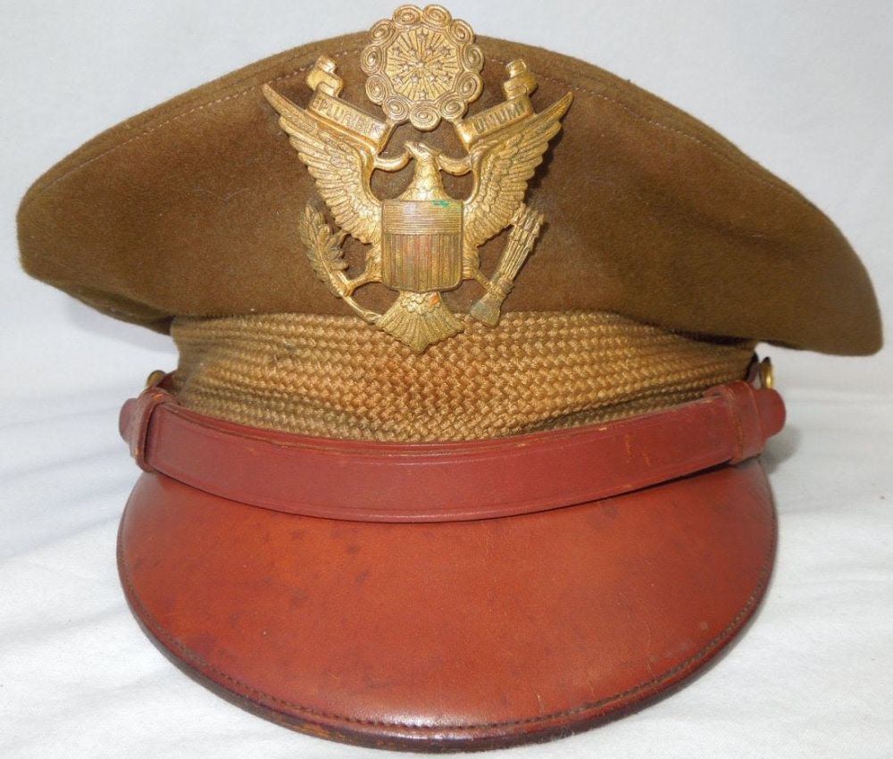 Lot 245: WWII US Army AAF Jumbo Eagle Society Officer Visor Cap