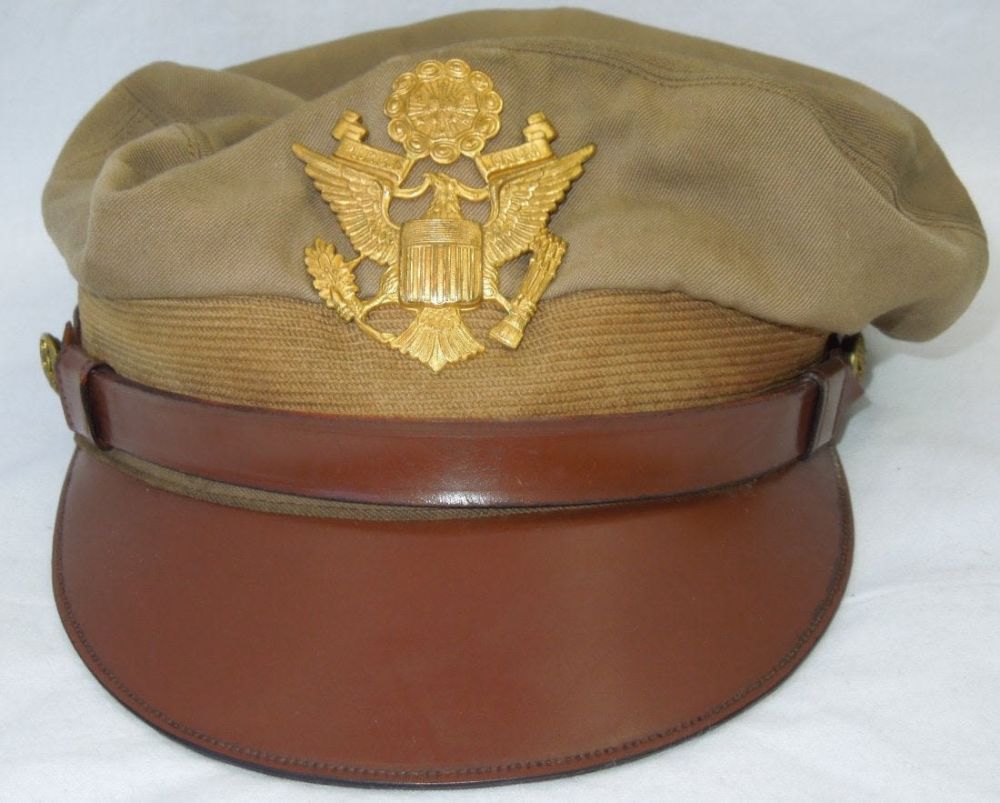 Lot 251: WWII US Army Air Force Officer Khaki Crusher Visor Cap