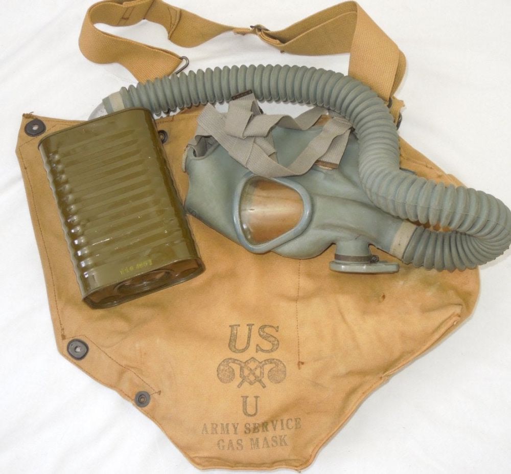 Lot 280: WWII US Army Diaphragm Gas Mask and Bag