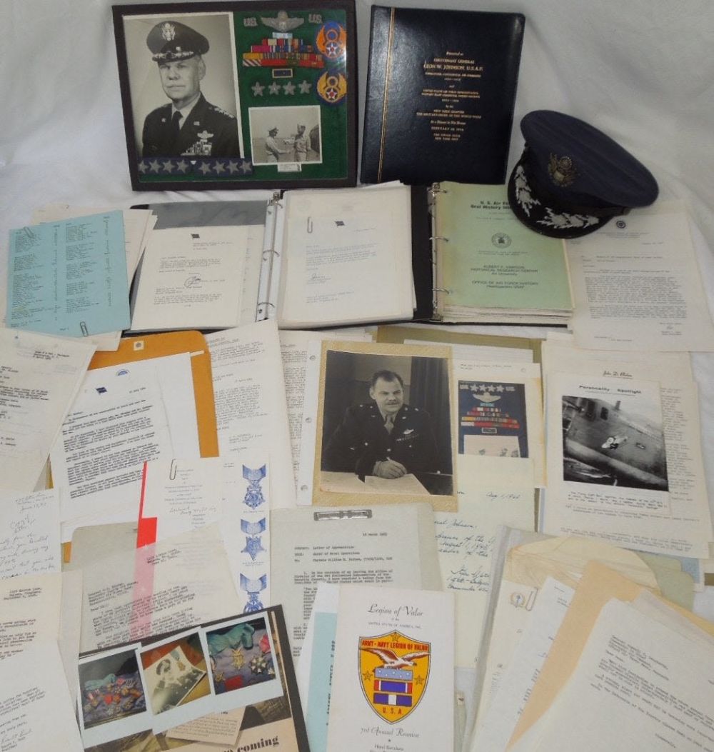 Lot 326: WWII - 60s USAF General Leon Johnson Medal of Honor