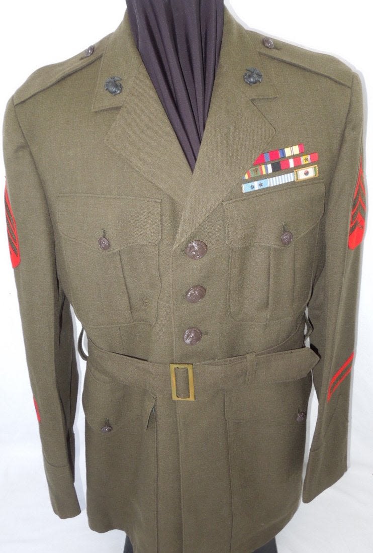 Lot 327: USMC Korean War Sergeant Dress Green Uniform