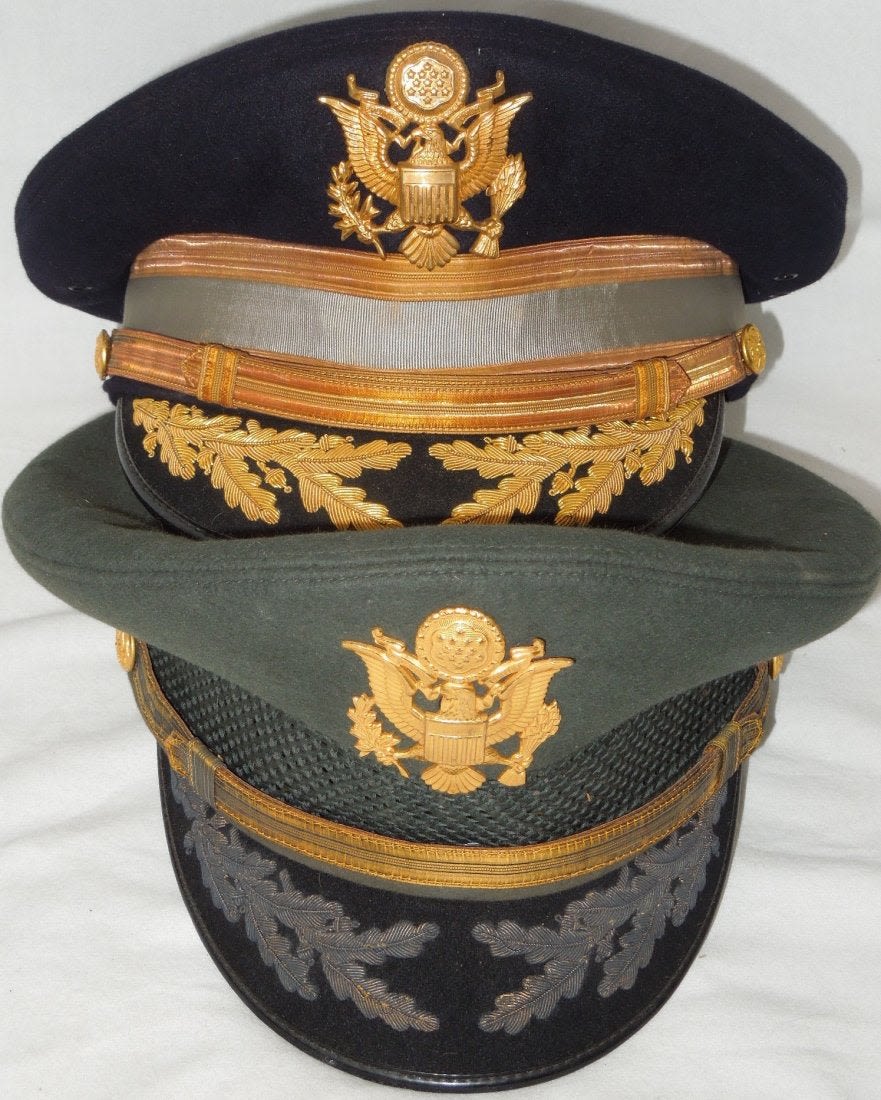 Lot 360: Vietnam Era US Army Named Dress Uniform Visor Caps