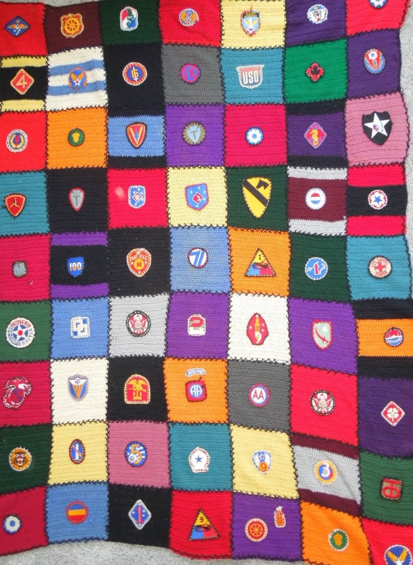 Lot 378: WWII US Patch Blanket Airborne USO Infantry