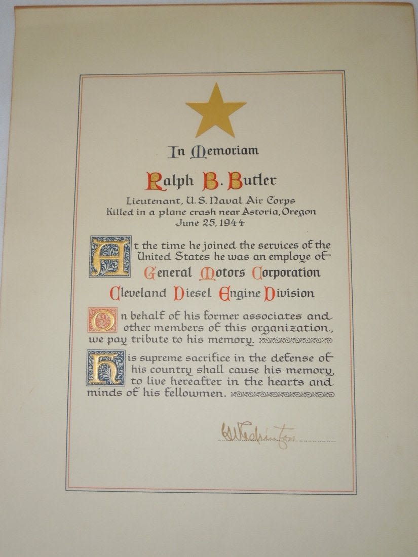Lot 419: WWII US Navy Lieutenant Killed General Motors