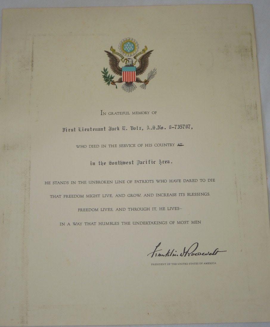 Lot 421: WWII USAAF Killed In Action 90th Bomb Group Accolade