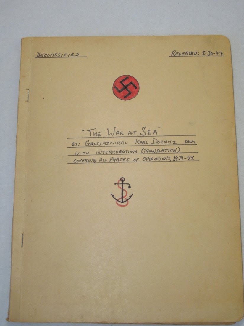 Lot 483A: 1947 Report The War At Sea Nazi Adm. Karl Doenitz Navy