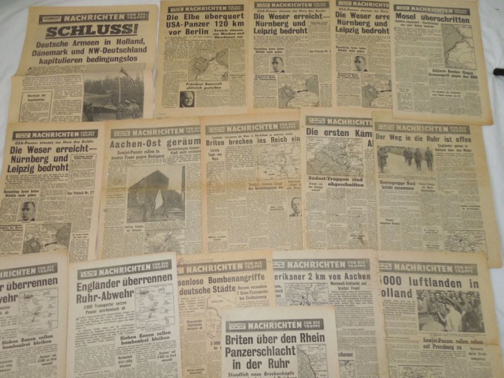 Lot 486: WWII Lot 16 Captured German Newspapers Nachrichten