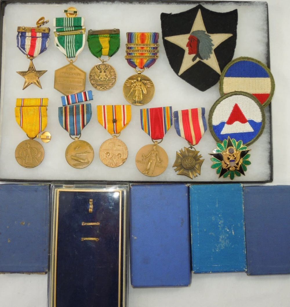 Lot 147: WWI WWII Colonel Named Silver Star Mexican Border Medal