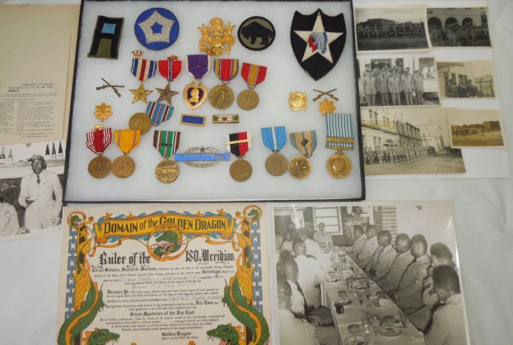 Lot 166: WWII Korea Black Officer Silver Star Medal Group