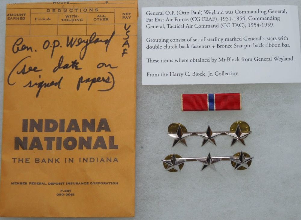 Lot 173: USAF General Otto Weyland Stars Bronze Star Ribbon