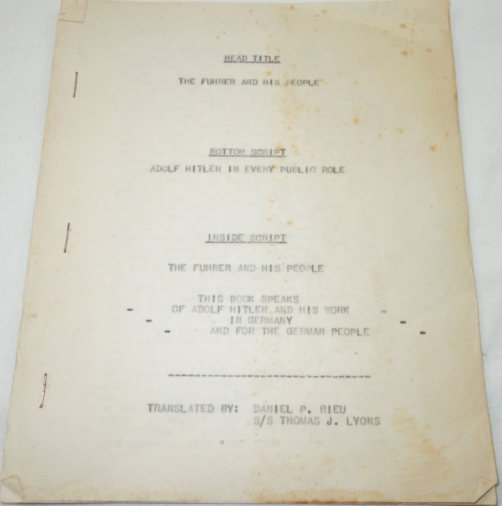 Lot 223: WWII Hitler: Fuhrer and His People Germany Propaganda