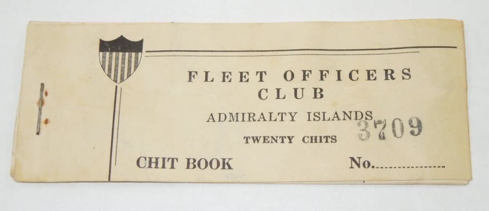 Lot 233: WWII Navy Fleet Officer Club Admiralty Island Chit Book