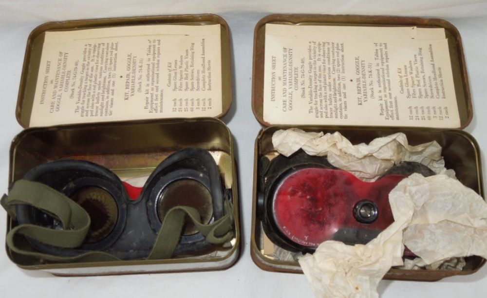 Lot 241: Lot of 2 WWII USAAF Variable Density Goggles in Boxes