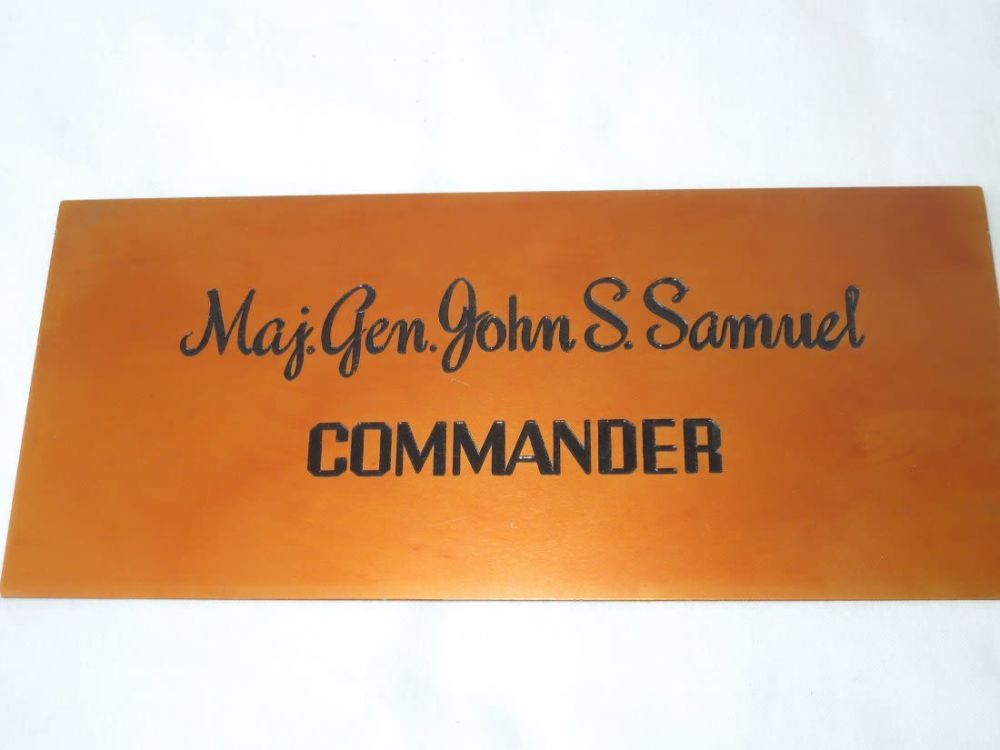 Lot 272: Vietnam USAF Major General Samuel Office Door Plate