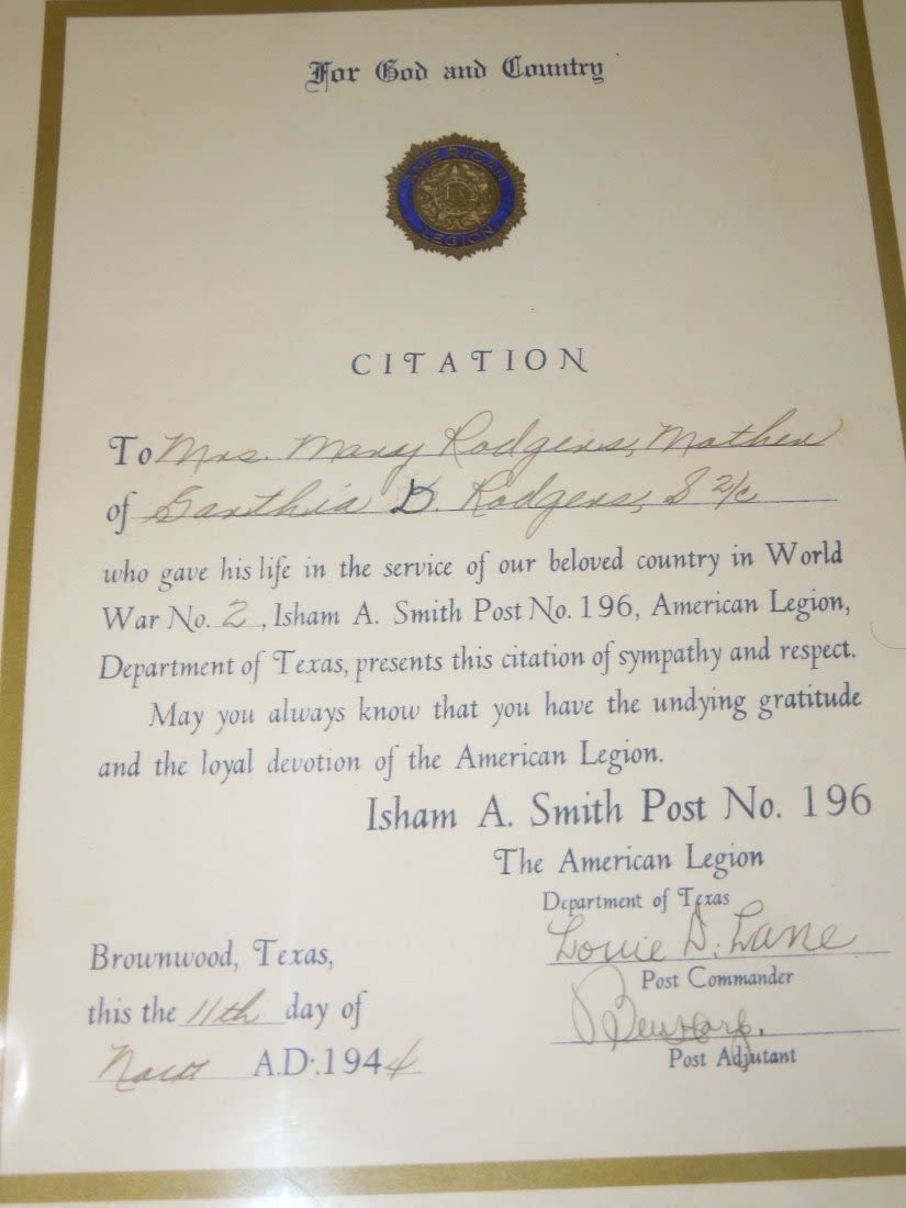 Lot 277: WWII US Navy KIA USS Rowan Condolence Certificate