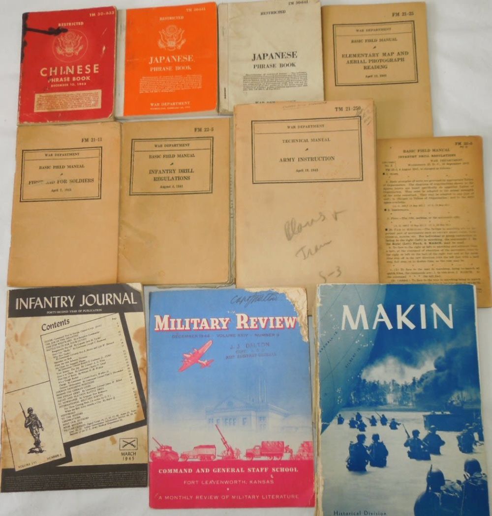 Lot 292: WWII US Japanese Language Manuals Books Infantry