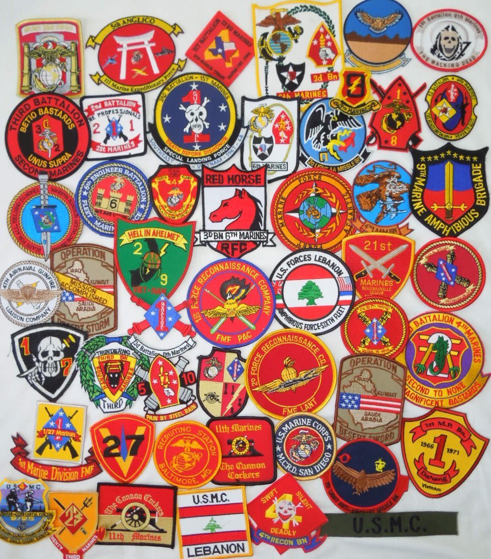 Lot 302: Lot of US 50 Marine Corps USMC Patches Insignia