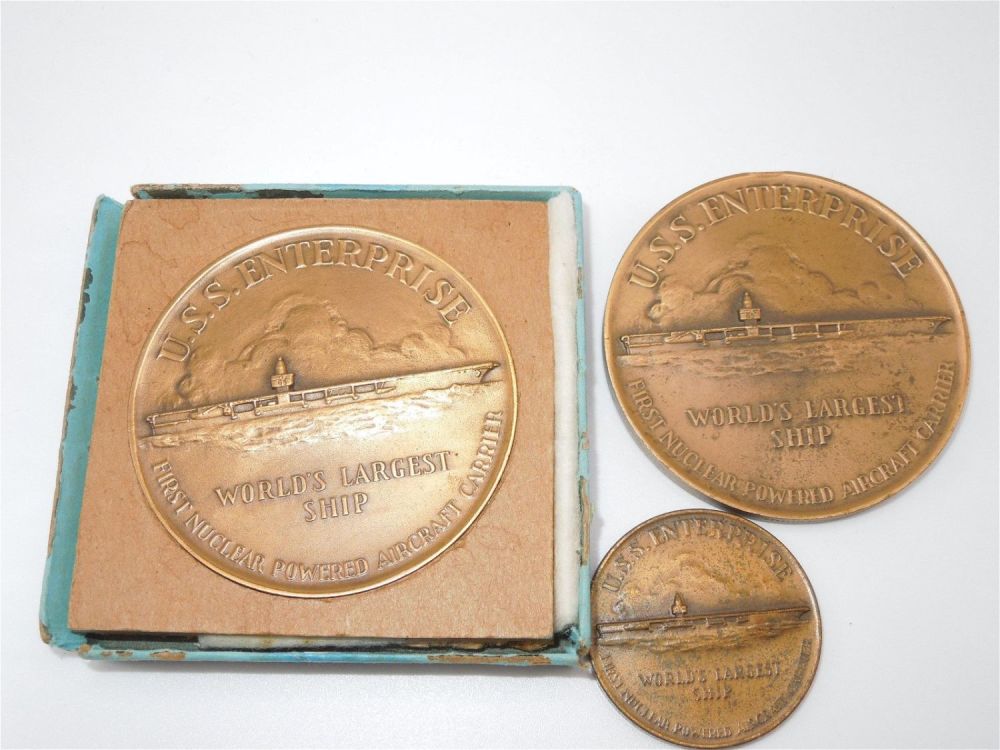 Lot 161: USS Enterprise 1960 Bronze Medallion Coins Lot of 3