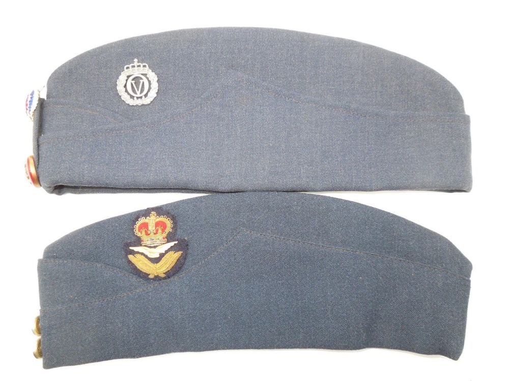 Lot 200: Post WWII Norwegian Army & New Zealand Air Force Side Caps Bullion Patch Olav V Pin