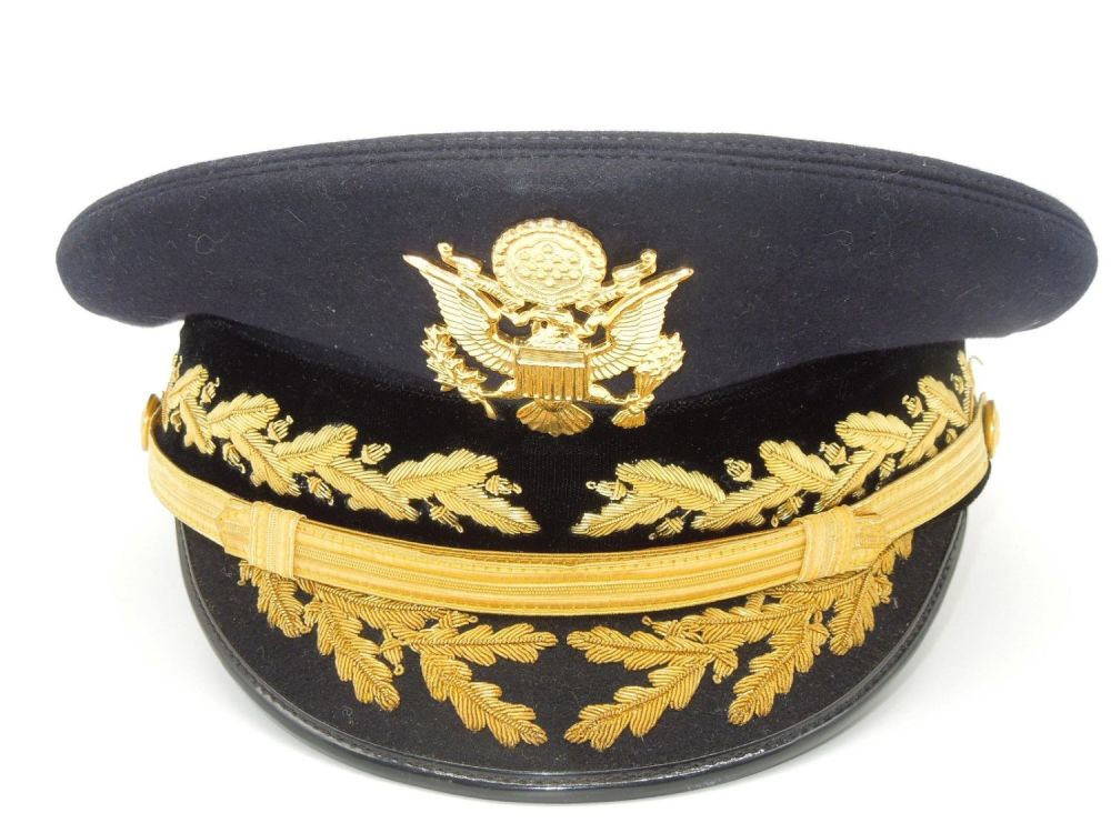 Lot 207: Vietnam Era US Army General Officer Dress Blue Visor Flight Ace
