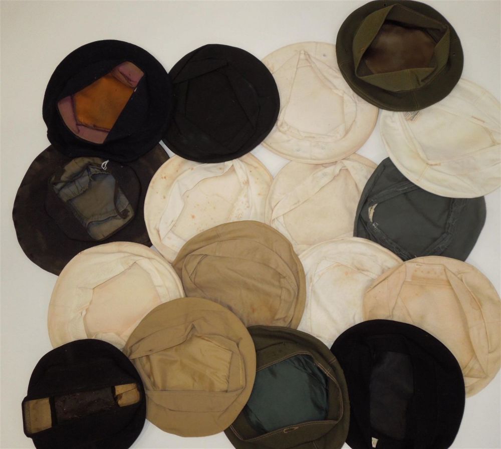 Lot 229: WWII-Vietnam US Army Navy Marines Visor Cap Hat Covers Lot of 17