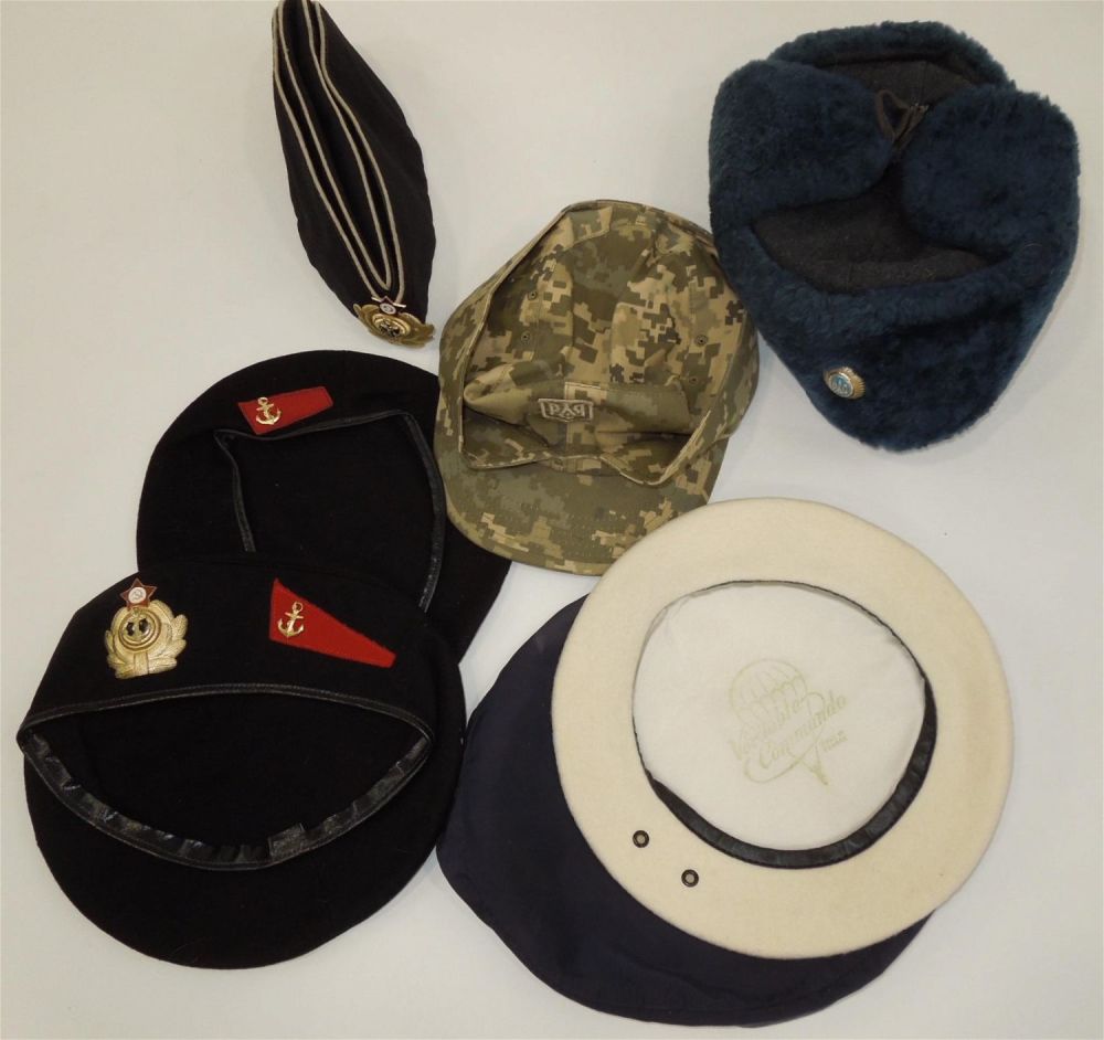 Lot 232: Cold War Soviet Russian Army Navy Caps Hats Lot