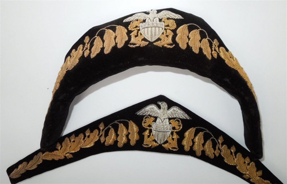 Lot 245: WWII USN Navy WAVES Women's Officer Bullion Hat Dress Tiaras Bands Lot of 2