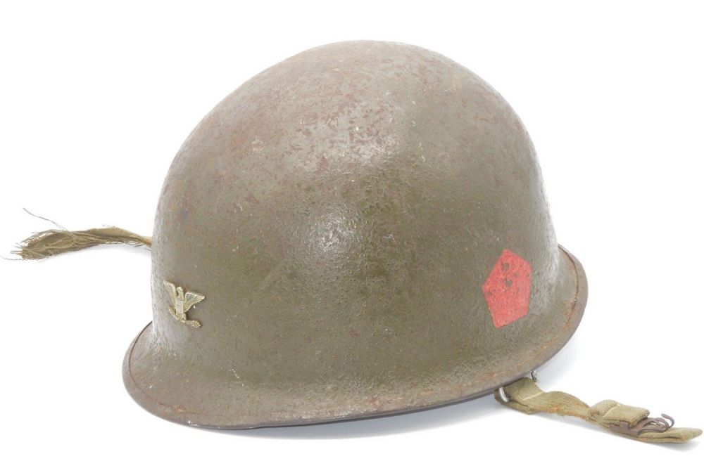 Lot 251: Korean War US 5th RCT Regimental Combat Team Colonel Painted M-1 Helmet