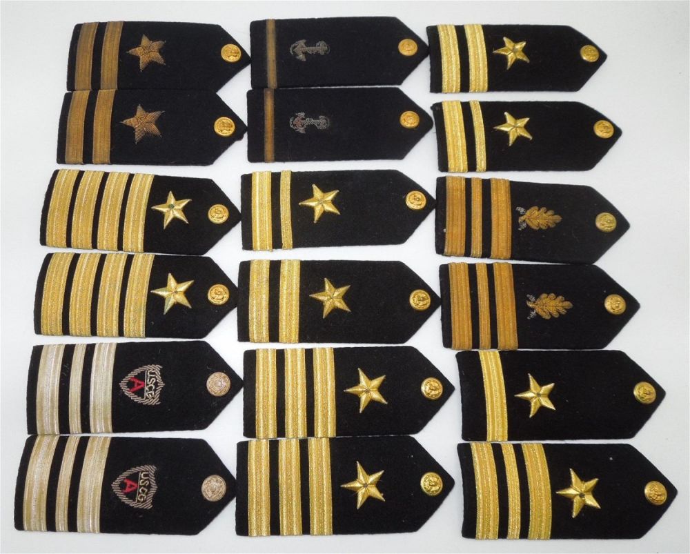 Lot 254: WWII - Vietnam Lot US Navy Officer Bullion Shoulder Boards