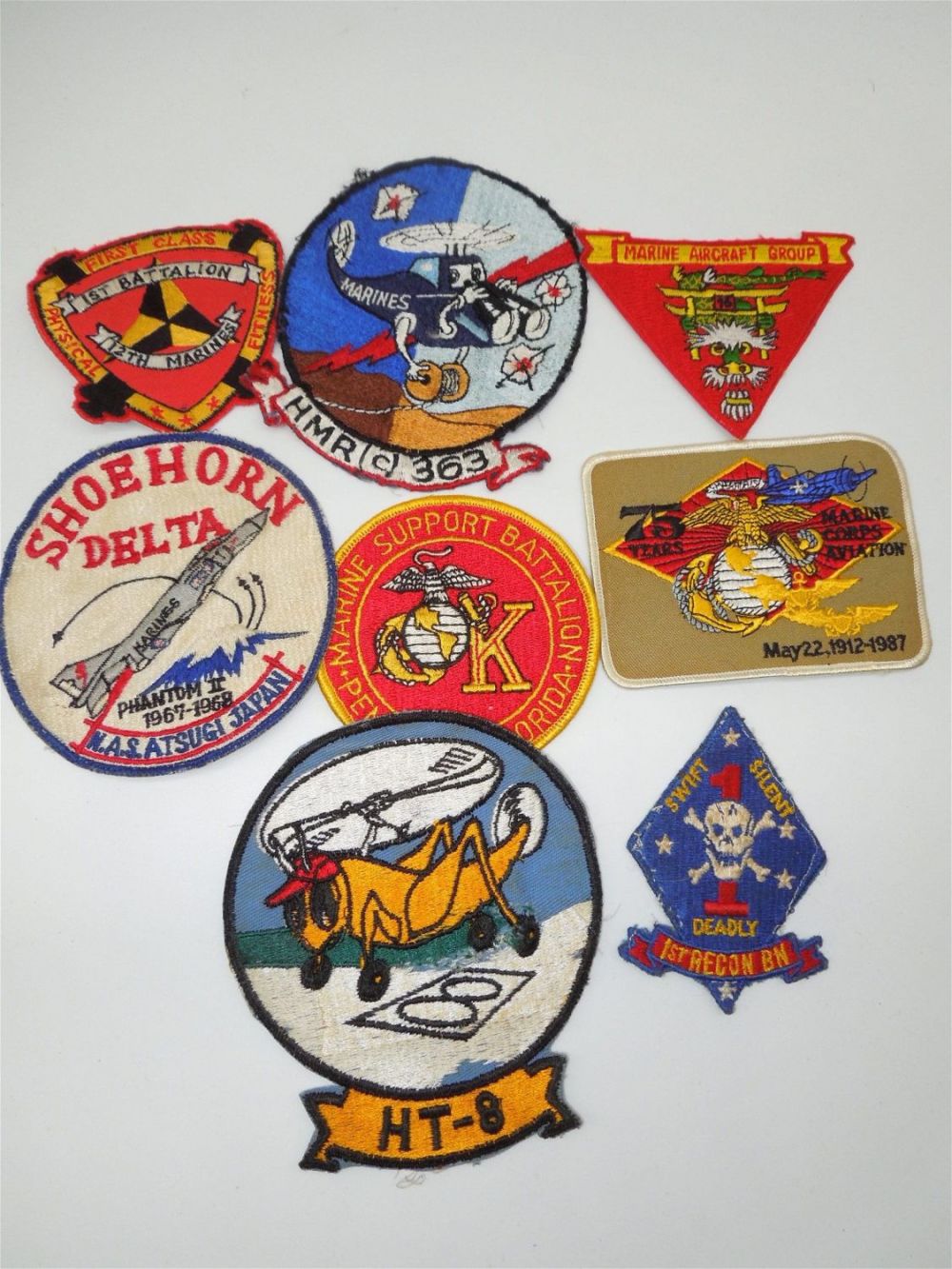 Lot 264: Navy & USMC Marine Corps Patches Theater Made HMR-363 Lot of 8