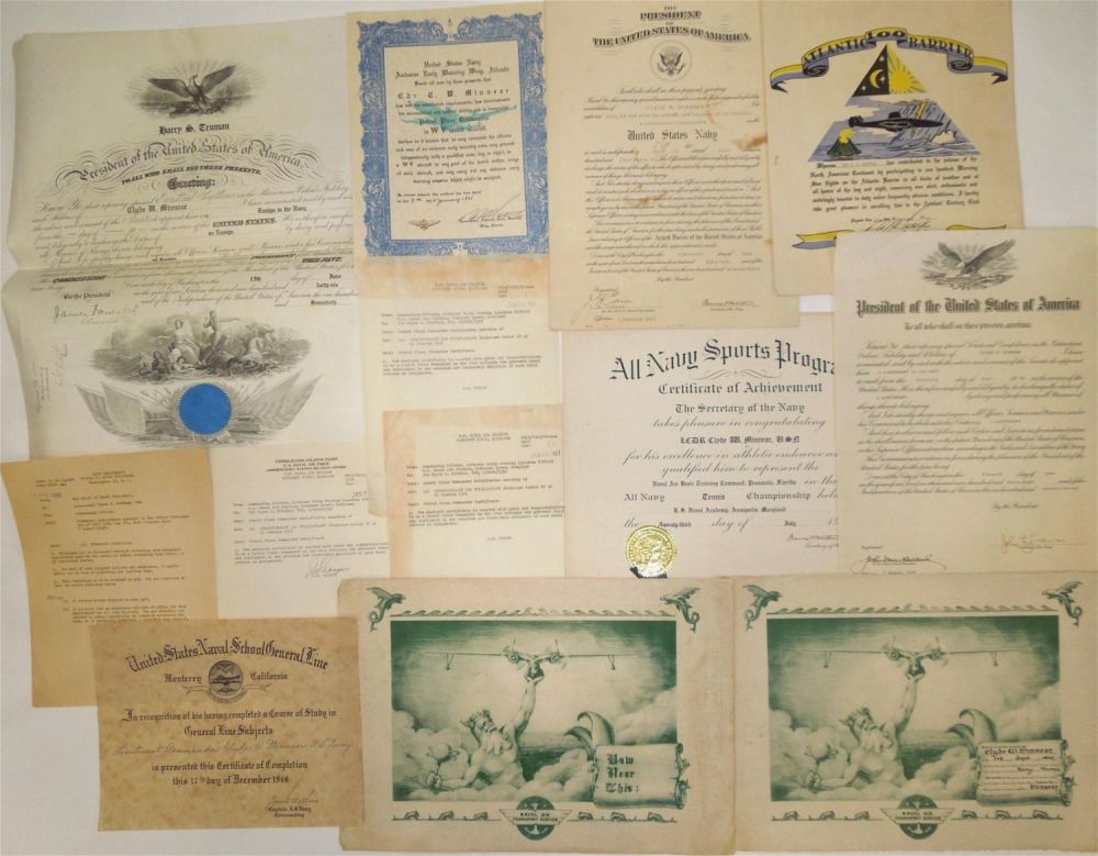 Lot 317: WWII - Vietnam US Naval Lieutenant Commander Aviator Documents & Certificates