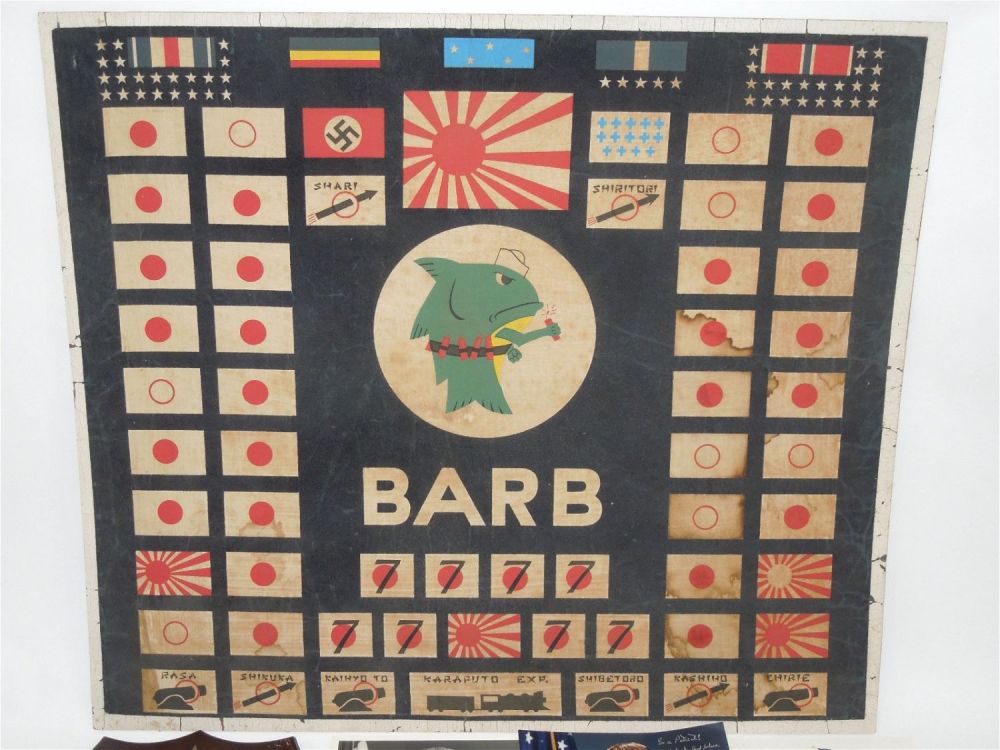 Lot 319: WWII USN Navy USS Barb Submarine Flag & Ephemera Group