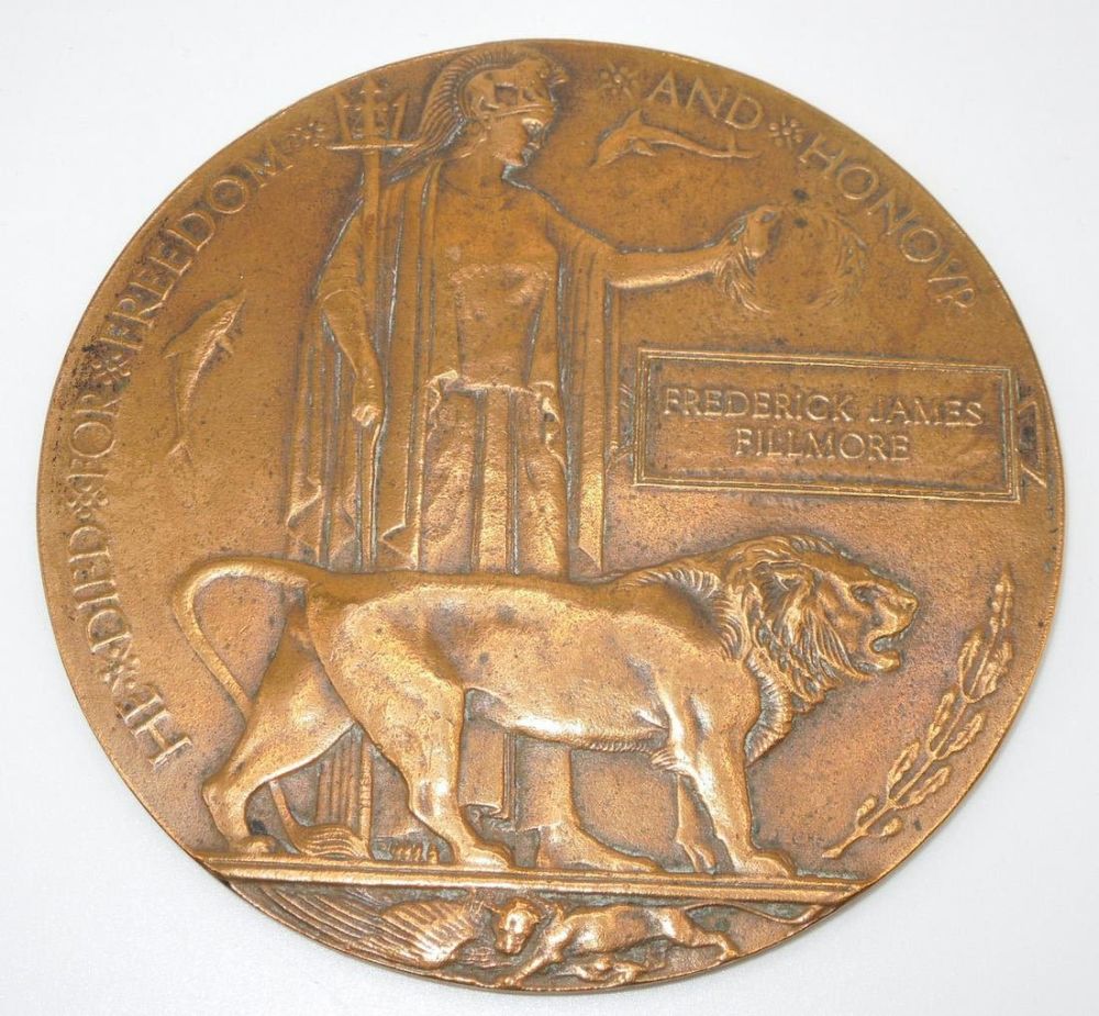 Lot 327: WWI Named British Military Death Penny Memorial Plaque