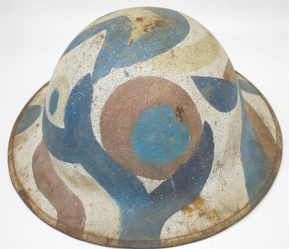 Lot 347: WWI US Navy Camo Painted M-17 Doughboy Helmet