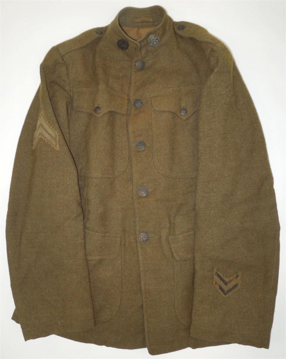 Lot 352: WWI 1917 US Army 38th Infantry Regiment Wool Uniform Jacket