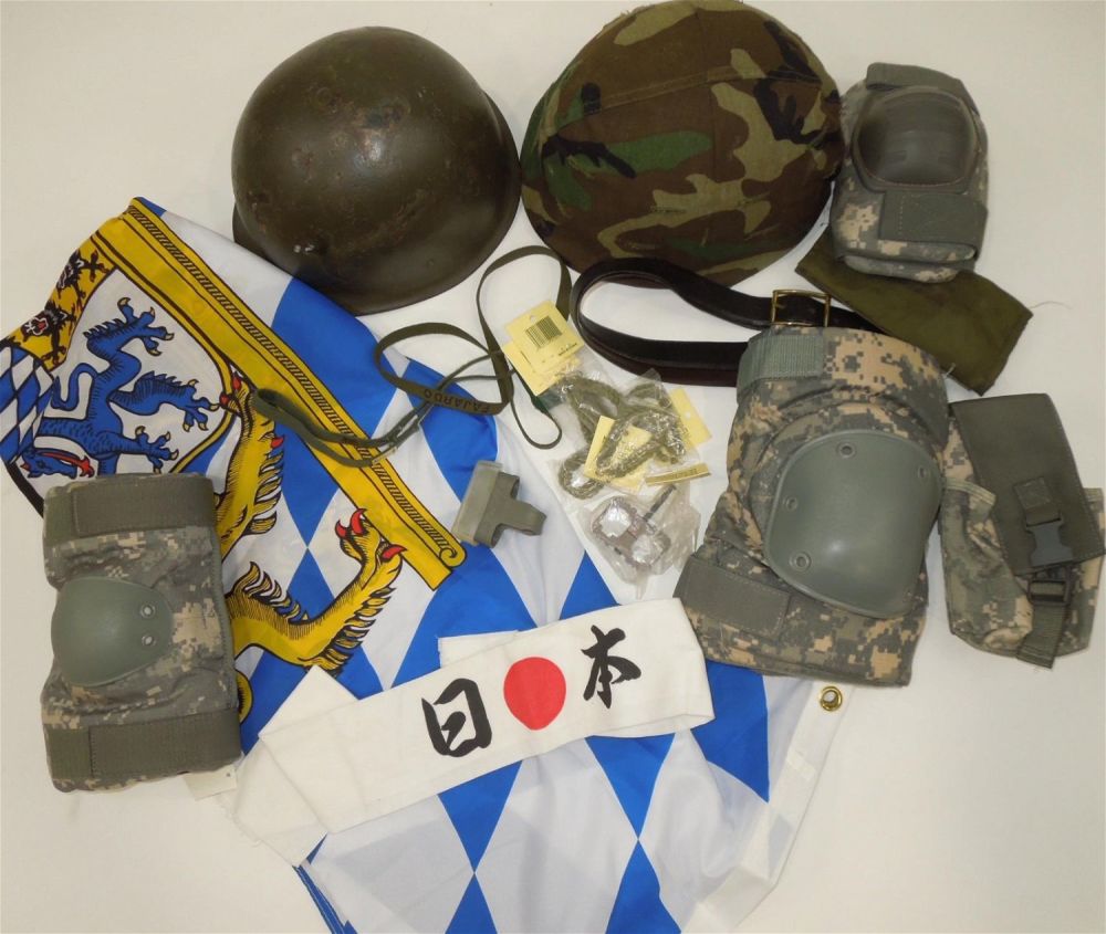 Lot 360: Lot 1980s to Modern Military Helmets Gear Flag Etc.