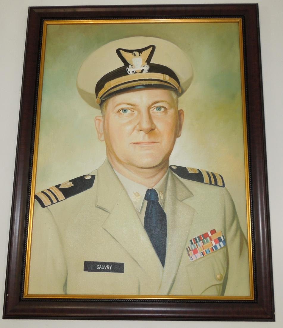 Lot 366: US Coast Guard USCG Named Officer Painted Portrait Framed Picture